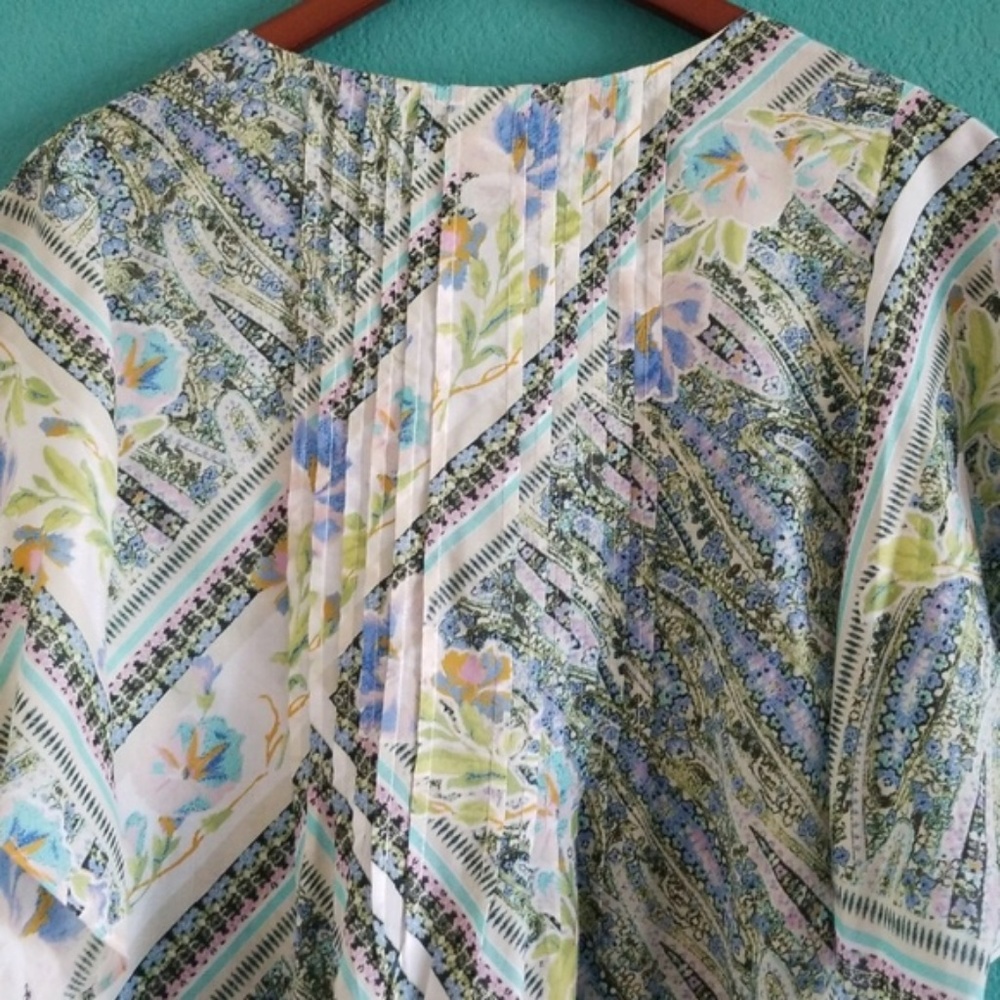 Anthropologie Multi-Color Flutter Sleeve Top - image 7